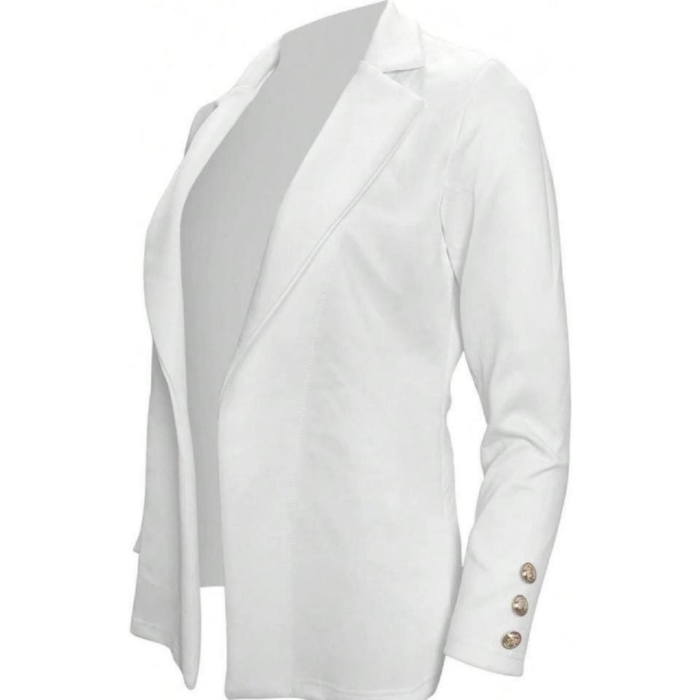 Women's White Blazer Casual Elegant Lapel Collar Button Up Jacket